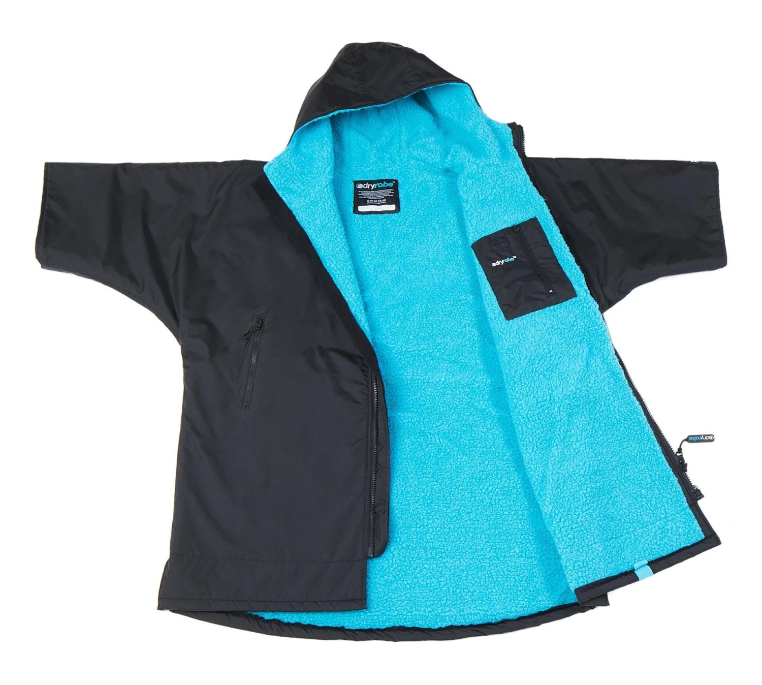 Dryrobe Advance Kids Short Sleeve BLACK BLUE 4 Dryrobe Advance Kids Short Sleeve BLACK BLUE - Image 2