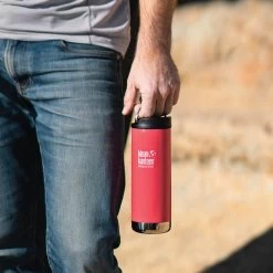 Klean Kanteen Insulated TK Wide With Café Cap 473ml - Brushed Steel -Outdoor Camping Store K16TKWPCC MP LS holding loop lifestyle