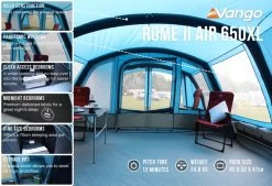 Vango Rome II 650XL Airbeam Tent - With Free Footprint -Outdoor Camping Store RomeIIAir650XLlowres small