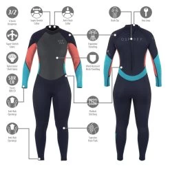 Osprey Zero 3mm Womens Full Length Wetsuit - Coral -Outdoor Camping Store ws1083 1090